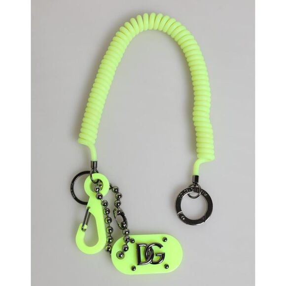 Dolce & Gabbana Coil Keychain DG Logo Charm Unisex Green Keychains